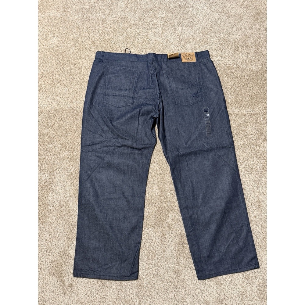 Vintage Ecko Unltd Jeans Mens 54x34 Blue Embroiders Super Baggy Y2K Wide Leg - Picture 2 of 9